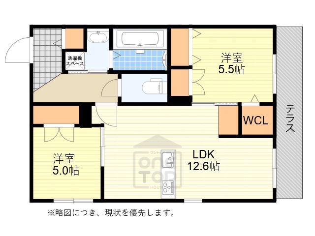 リバーウエスト南茨木(2LDK/1階)の間取り写真