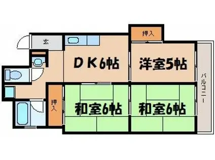 第一仁井ビル(3DK/5階)の間取り写真