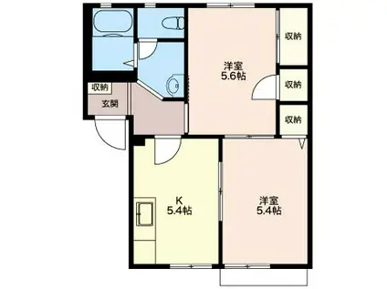 コーポファミール(2K/1階)の間取り写真