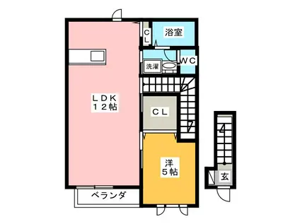ハッピー8 G(1LDK/2階)の間取り写真