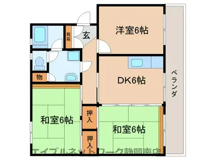 スカイハイツ関(3DK/2階)の間取り写真