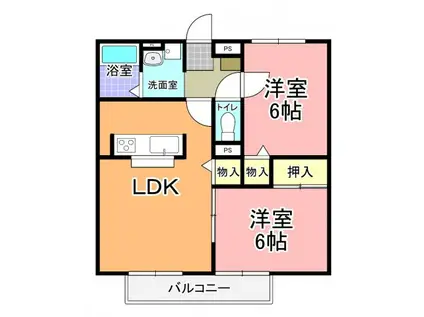石川町パナハイツ C棟(2LDK/2階)の間取り写真