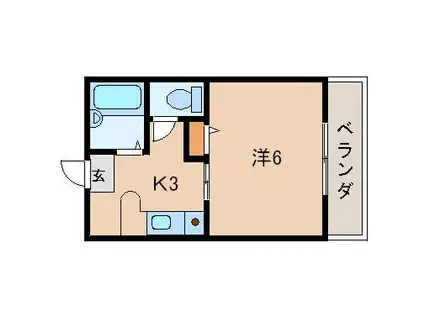 ジョイコート木ノ本(1K/2階)の間取り写真