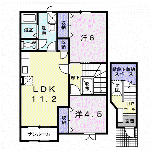 リバーサイドコート(2LDK/2階)の間取り写真