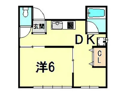 勝ハイツ(1DK/2階)の間取り写真