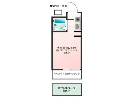 メゾネット21(ワンルーム/2階)の間取り写真