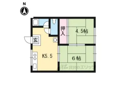 ハイツ赤尾(2DK/2階)の間取り写真