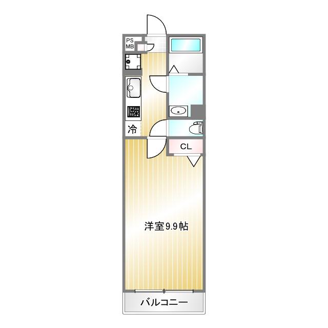 ハビテ兵庫駅南(1K/2階)の間取り写真