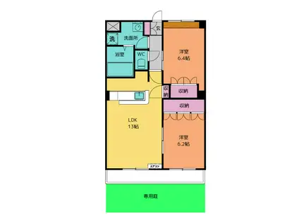 長良川鉄道 松森駅 徒歩81分 2階建 築18年(2LDK/1階)の間取り写真