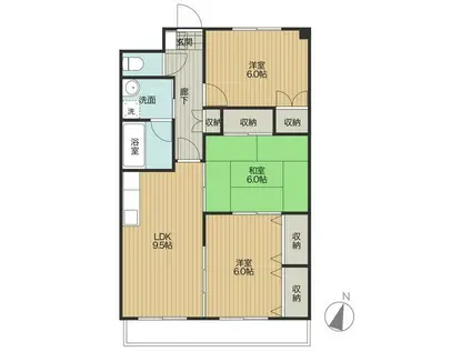 ショコラ白枝(3LDK/3階)の間取り写真