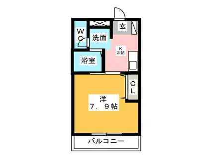 GOODLUCK(1K/3階)の間取り写真