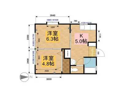 KCハイツ(2DK/1階)の間取り写真