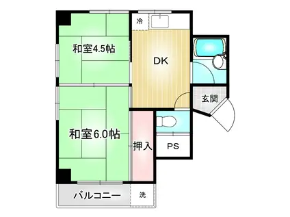 石坂ハイツ(2DK/4階)の間取り写真