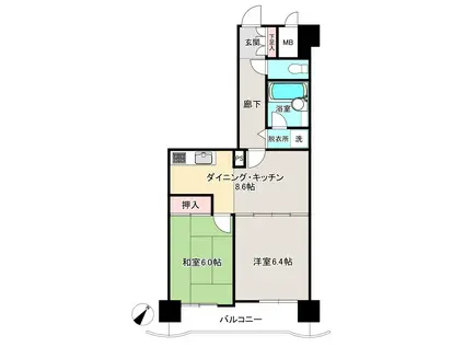 ライオンズマンション二軒茶屋(2DK/5階)の間取り写真