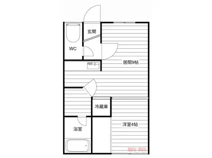 フォーワン(1DK/2階)の間取り写真