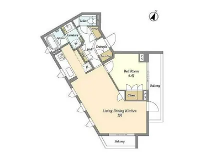 エステート代田橋 2F(1LDK/2階)の間取り写真
