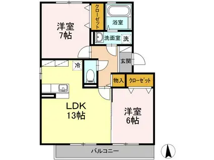 エターナル・ビオス(2LDK/3階)の間取り写真