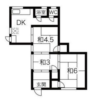 第二喜楽荘(3DK/1階)の間取り写真