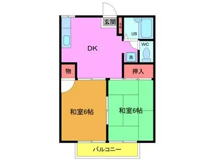 メゾンラフィーヌ(2DK/2階)の間取り写真