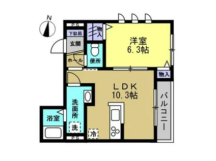 ヴィラ ビアンカ K(1LDK/3階)の間取り写真