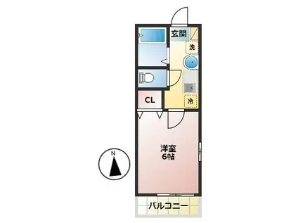 エスコート竹原B(1K/1階)の間取り写真