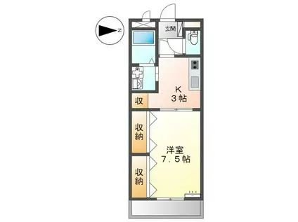 ヴァン ヴェール(1K/1階)の間取り写真