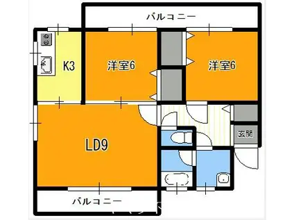 MIKIハイツⅠ(2LDK/2階)の間取り写真