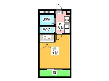 ウイングMARUNO(1K/1階)の間取り写真