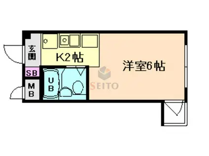 エレガンス西三国(1K/3階)の間取り写真
