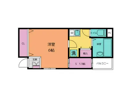 パープル本山(1K/1階)の間取り写真