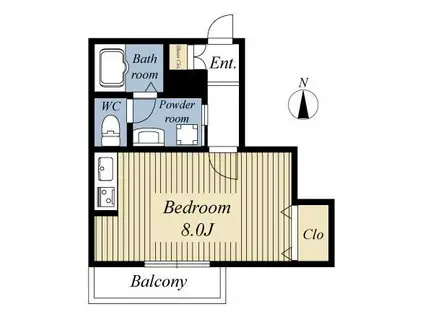 パレスエルクレアII(ワンルーム/2階)の間取り写真