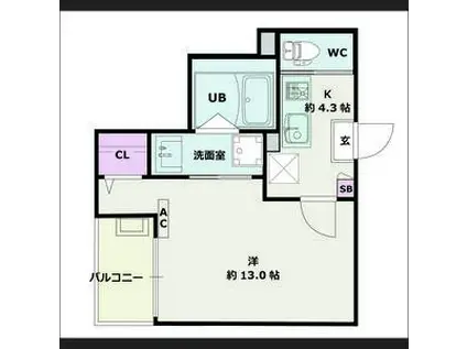 JACK FUJIMI I(1K/2階)の間取り写真