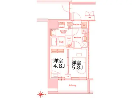 プレイ新丸子(2K/11階)の間取り写真