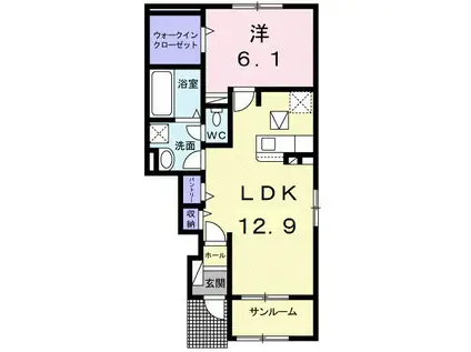 アクアリージョン津III イースト(1LDK/1階)の間取り写真