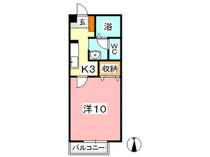 ラ・ボヌールB棟(1K/1階)の間取り写真