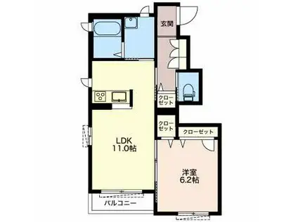 ハナパレス(1LDK/1階)の間取り写真