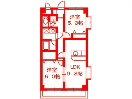 ヴァンベールS(2LDK/1階)の間取り写真