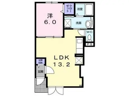 クレア ド ルーン(1LDK/1階)の間取り写真