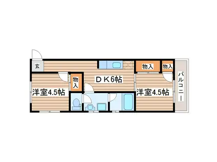 ヴェーネ長町(2DK/4階)の間取り写真