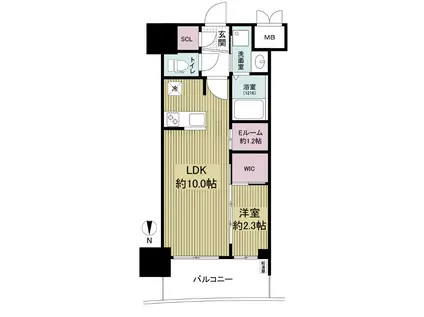 セレニテ本町東リアン(1LDK/8階)の間取り写真