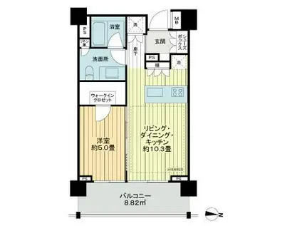 イクサージュ目黒(1LDK/3階)の間取り写真
