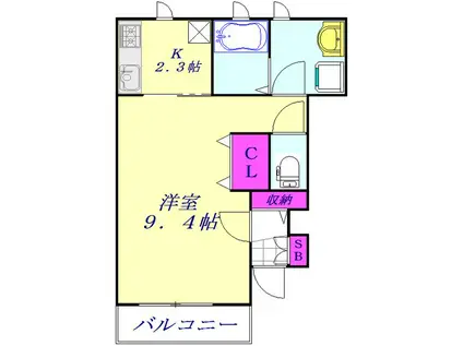 パロネラ(1K/1階)の間取り写真
