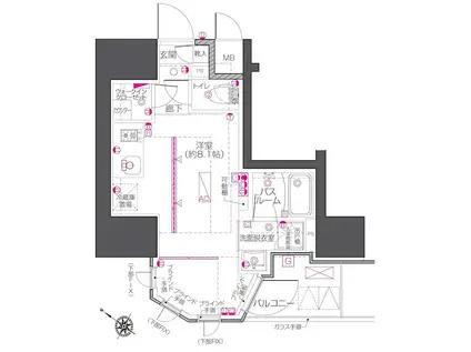 ZOOM中目黒(ワンルーム/4階)の間取り写真