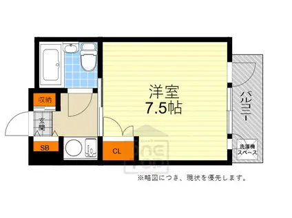 メイト緑地公園(1K/3階)の間取り写真