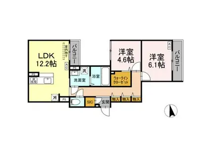 セレスティア竹ノ塚II(2LDK/3階)の間取り写真