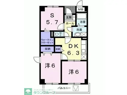 メゾンパルテールII(2SDK/1階)の間取り写真