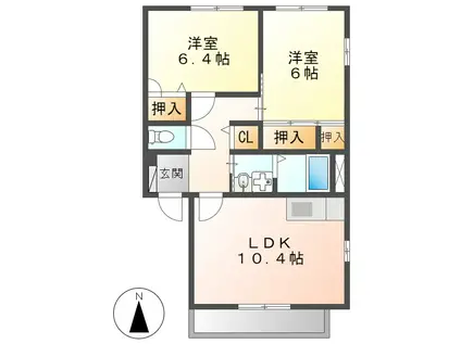 プチシャトー(2LDK/2階)の間取り写真