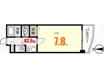シャイン中筋(1K/3階)の間取り写真