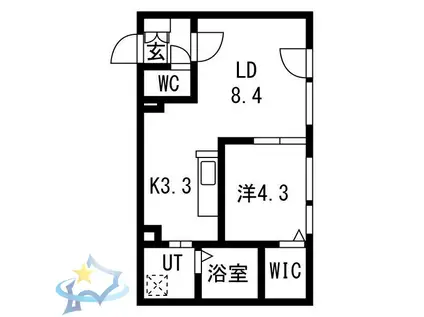 山の手3条1丁目(1LDK/2階)の間取り写真