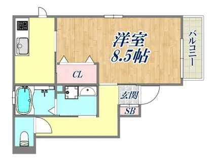 ブランカーサ(1K/1階)の間取り写真